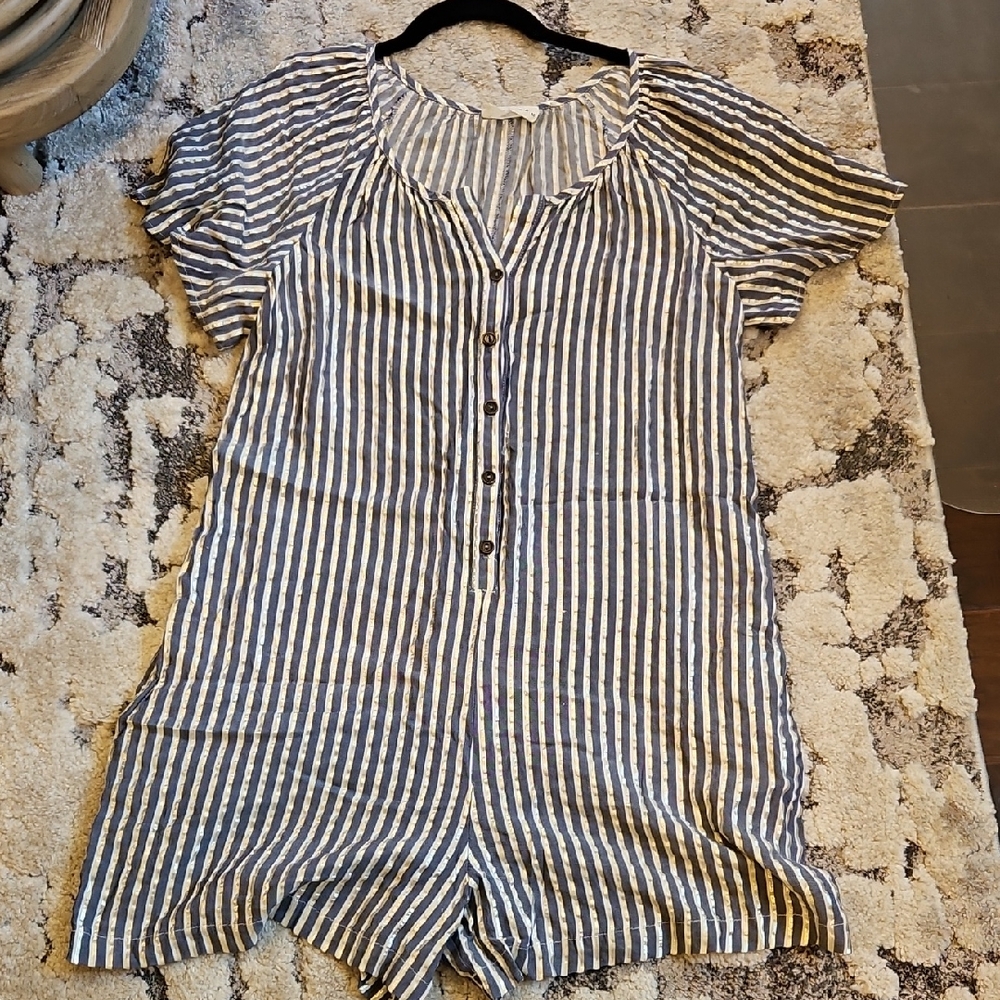 Striped Button-Down Romper